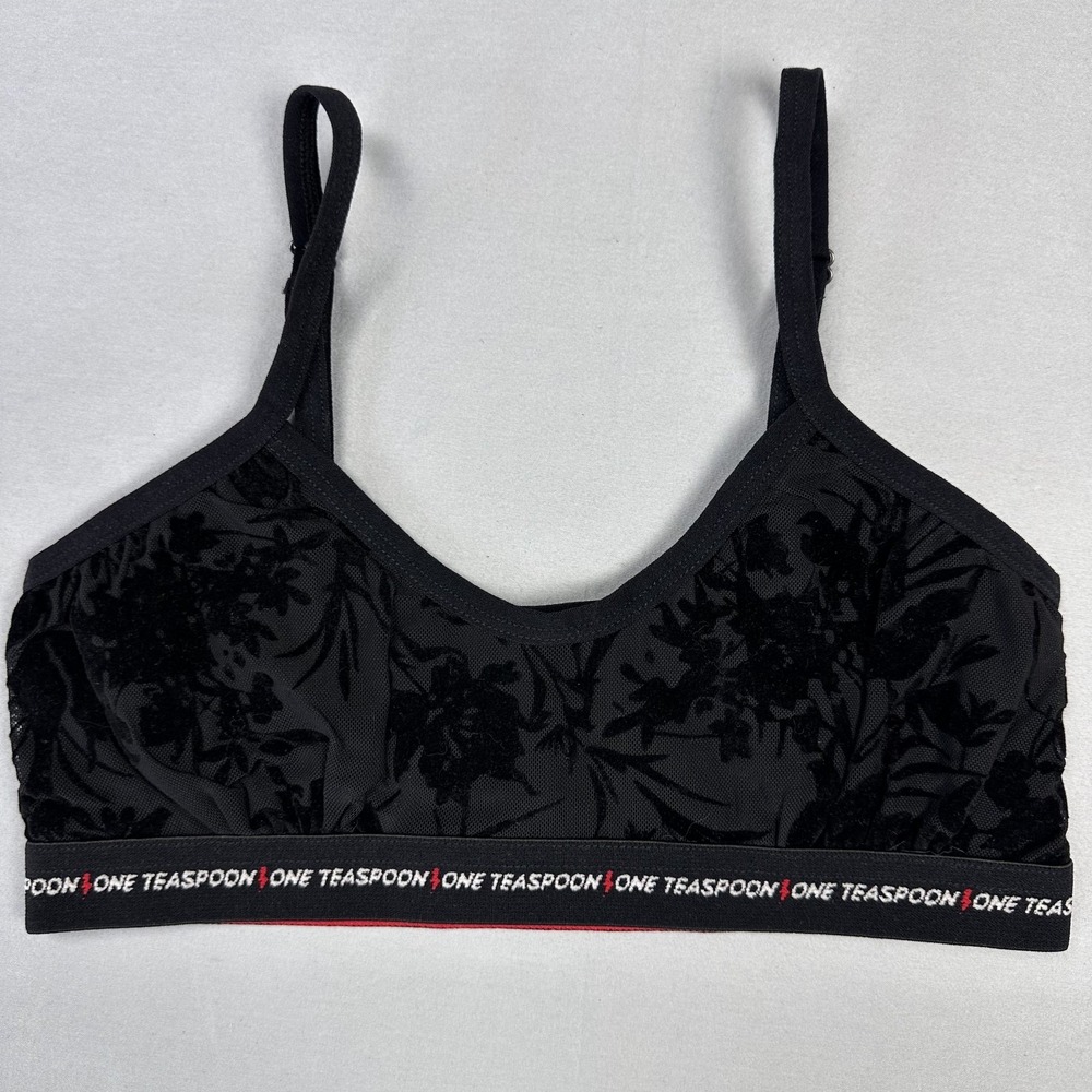 One Teaspoon‎ Mesh Bandeau Bralette Womens XXS Floral Sheer Adjustable Strap